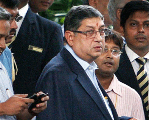 Narayanaswamy Srinivasan will be elected unopposed as president of the Board of Control for Cricket in India (BCCI) for a third year at its Annual General Meeting. PTI photo