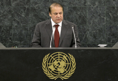 Pakistani Prime Minister Muhammad Nawaz Sharif addresses the 68th United Nations General Assembly at U.N. headquarters in New York. Reuters