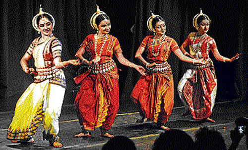 elegant :Dancers showcasing different styles of odissi.