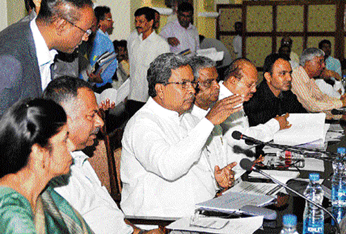 Chief Minister Siddaramaiah speaks at a meeting on railway projects in the State at the Vidhana Soudha in Bangalore on Thursday. dh photo