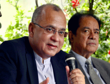 Pakistani High Commissioner to India Salman Bashir at a media conference in Hyderabad on Sunday. PTI Photo