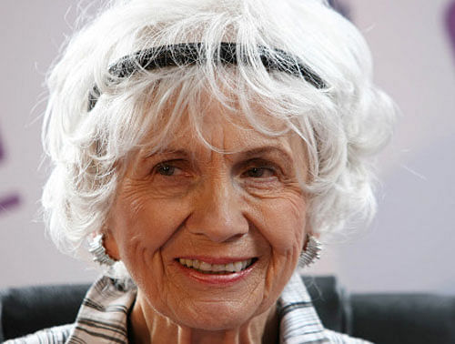 FILE - This June 25, 2009 file photo shows Canadian Author Alice Munro at a press conference at Trinity College, Dublin, Ireland. Munro has won the 2013 Nobel Prize in literature Thursday Oct. 10, 2013. AP Photo