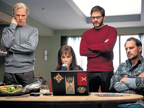 Actor Benedict Cumberbatch (far left) plays Julian Assange in the film 'The Fifth Estate'.
