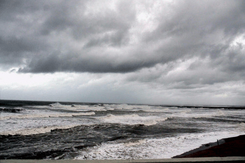 A view of Gopalpur beach after the announcement of approaching Cyclone Phailin in Odisha on Saturday. PTI Photo