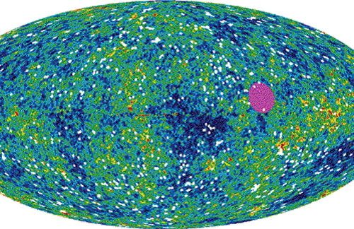 cosmic proof: The mapped cosmic microwave background sky has a polarisation represented by white bars. Future experiments might measure the polarisation with enough sensitivity to prove the existence of gravitons. (courtesy: NASA)