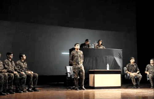 A scene from the play "Court Martial ". Video Grab