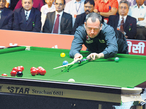 All class: Mark Williams in action against World No 2 Mark Selby during the Indian Open in New Delhi on Wednesday.