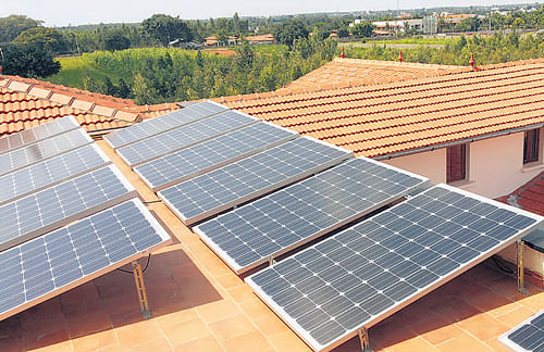 The solar panels at Srinivasan Sekar's house.