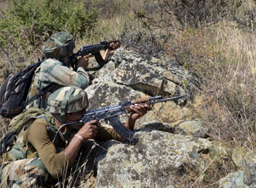 Army jawans during a search operation to flush out militants in Keran Sector of Jammu and Kashmir. PTI file Photo