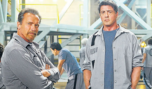 Together at last: Sly Stallone and Arnold Schwarzenegger