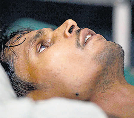 Daya Ram,30, receives  treatment after consuming  tainted liquor. Ap