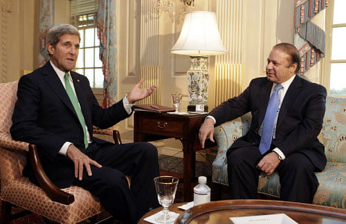 U.S. Secretary of State John Kerry meets with Pakistan's Prime Minister Nawaz Sharif in Washington Ap photo