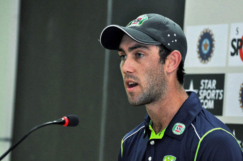 Australian player Glenn Maxwell at a news conference during a practice session ahead of the 4th ODI match at JSCA Stadium in Ranchi on Monday. PTI Photo