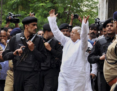 RJD chief Lalu Prasad (in pic) and JD(U) leader Jagdish Sharma disqualified from Lok Sabha after being convicted in fodder scam case. PTI File Image