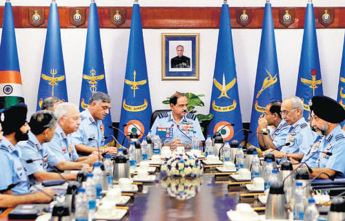 Air Chief Marshal N A K Browne at the IAF Commanders'  Conference in New Delhi on Tuesday. PTI
