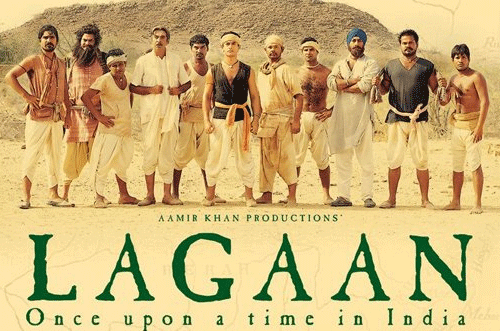 The poster of Lagaan, which was seen as an Oscar frontrunner in 2002.  File.