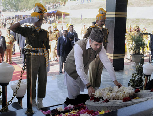Jammu and Kashmir Chief Minister Omar Abdullah said Wednesday that wars have never solved any issue and only bring destruction and misery. PTI Photo.
