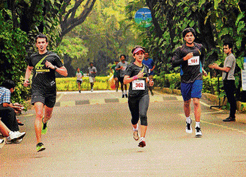 high energy Youngsters participating in the five-km run at Twaran, organised by IIM-B.