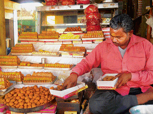 Dangerous Some shopkeepers adulterate sweets to increase profits in the festive season.