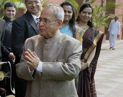 A delegation of ministers, MPs and MLAs from Seemandhra region of Andhra Pradesh today met President Pranab Mukherjee and sought his intervention on the Telangana issue amid reports that the Centre may go ahead with formation of the state without a resolution from the Assembly. PTI File Photo.