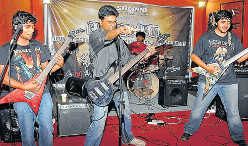 in sync: From left: Arjun, Shashank DP, Akshay Suresh (drums)and Roshan  of 'Fantom'.