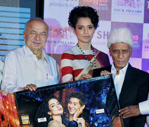 Home Minister Sushilkumar Shinde with actress Kangna Ranaut and Music Director Mohammed Zahoor Khayyam Hashm launching the music of the film Rajjo in Mumbai on Sunday. PTI Photo .  Union Home Minister Sushilkumar Shinde, who landed in controversy as he attended the music concert after the blasts, is unlikely to visit Patna on Tuesday.