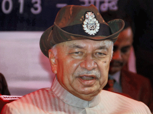 Union Home Minister Sushilkumar Shinde at a press conference in Samba sector of Jammu. PTI Photo