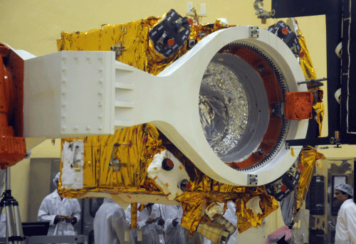 Mars Orbiter Mission Spacecraft at ISRO in Bangalore. DH photo