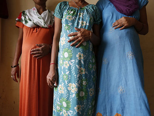 Three surrogate mothers inside an IVF clinic in Anand. Reuters.