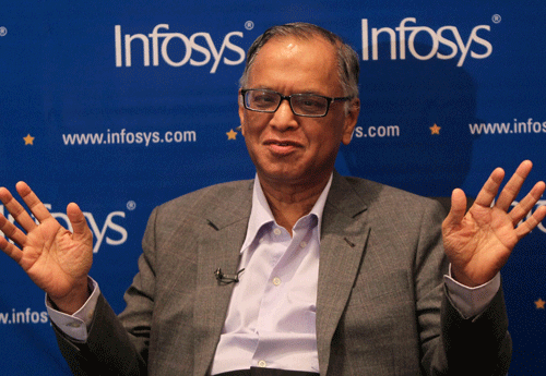 N R Narayan Murthy,Newly appointed Chairman of Infosys Technologies speaks during a press conference at the company's headquarter in Bengaluru on Saturday. PTI File Photo