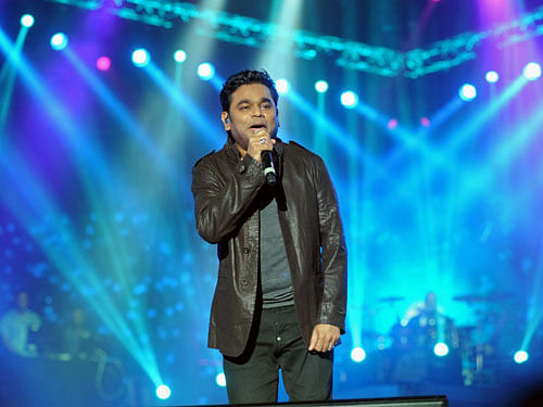 Oscar winning music composer A R Rahman performs at his concert in Ahmedabad on Sunday. PTI Photo