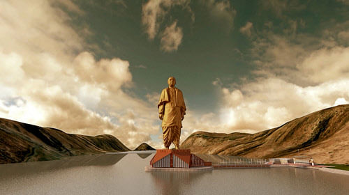 A still image from video shows an artist's rendering of a statue of Sardar Vallabhbhai Patel, to be constructed in Gujarat, in this handout provided by Information Department Gujarat State October 31, 2013. Reuters