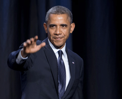 President Barack Obama waves after speaking at the 'SelectUSA Investment Summit,' Thursday, Oct. 31, 2013 in Washington.. AP photo