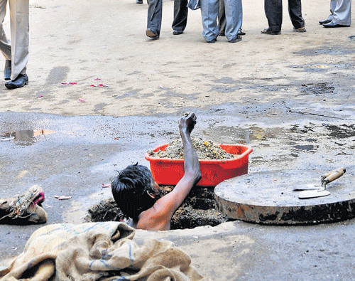 Manual scavenging is prevalent in most of the cities, including Bangalore. dh file photo