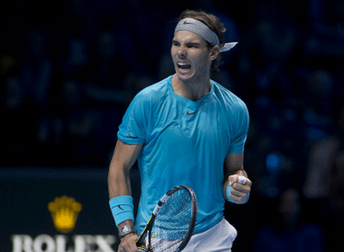 World No. 1 Rafael Nadal defeated Tomas Berdych for the 16th straight time to qualify for the semi-finals from Group A with a perfect 3-0 record at the ATP World Tour Finals here Friday. AP Photo.