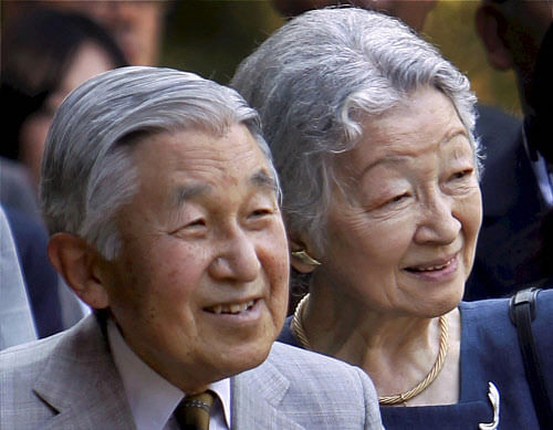 Japan's Emperor Akihito and Empress Michiko during a visit to Lodhi Garden in New Delhi on Sunday. PTI Photo