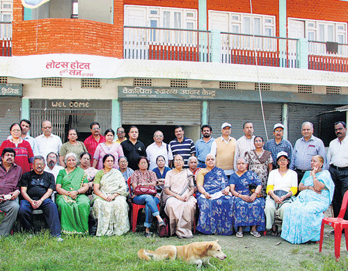 Sudhakar Karnad (fourth from right, standing) during a vacation in Nepal. DH Photo