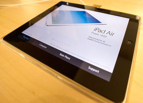 The iPad Air features 9.7-inch Retina display in a new thinner and lighter design. It weighs 453 grams and is 20 per cent thinner and 28 per cent lighter than the fourth generation iPad. Reuters photo