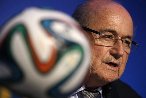 FIFA President Sepp Blatter speaks during a news conference ahead of the 2014 World Cup draw at the Costa do Sauipe resort in Sao Joao da Mata, Bahia state, December 5, 2013. The draw will be held on December 6. REUTERS