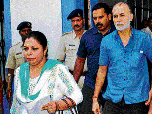 Tehelka magazine founder editor Tarun Tejpal comes out of the district and sessions court in Panaji on Wednesday. PTI