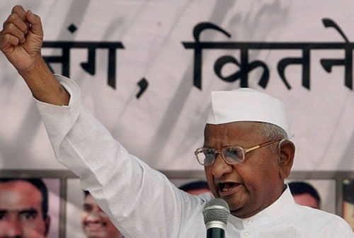 On the third day of his indefinite hunger strike demanding passage of the Lokpal Bill in Parliament, social activist Anna Hazare on Thursday met Medha Patkar at the Yadavbaba Temple in Ralegan Siddi, the venue of his fast. PTI file photo
