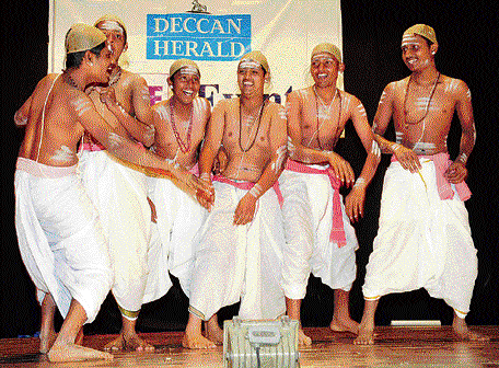 Students of St John's English School, winners of the DHiE dance competition, perform at Bal Bavan auditorium  on Thursday. DH Photo