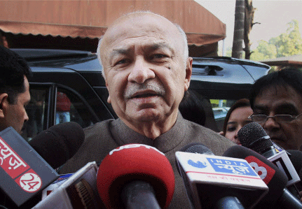 Home Minister Sushilkumar Shinde talking to media at Parliament house in New Delhi . PTI photo