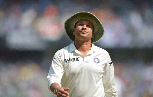 Sachin Tendulkar during the India Vs West Inides 2nd Test Series, at Wankhede Stadium in Mumbai. DH file Photo