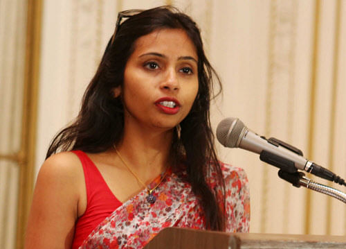 India's Deputy Consul General in New York, Devyani Khobragade, attends a Rutgers University event at India's Consulate General in New York, June 19, 2013. India urged the United States to withdraw a visa fraud case against Khobragade, one of its diplomats in New York on December 19, 2013, suggesting that Secretary of State John Kerry's expression of regret over her treatment in custody was not enough. Picture taken June 19, 2013. REUTERS
