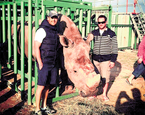 Mark Boucher (right) has taken to saving Rhinoceros in Africa from extinction since his retirement from the sport.