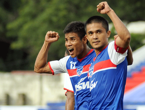 Chhetri and Singh scored in the 28th minute and extra time of the match through penalties, respectively, while Gilbert Oliveira scored the lone goal for the visitors in 85th minute after getting a penalty. DH file photo of Sunil Chhetri