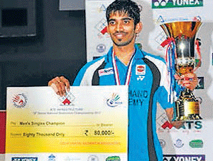 K Srikanth with his trophy.