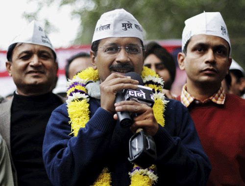 Security was today beefed up at the Kausambi Metro Station in view of AAP leader Arvind Kejriwal's decision to take the metro to Ramlila Maidan from here to take oath as the Delhi Chief Minister. AP File Photo.