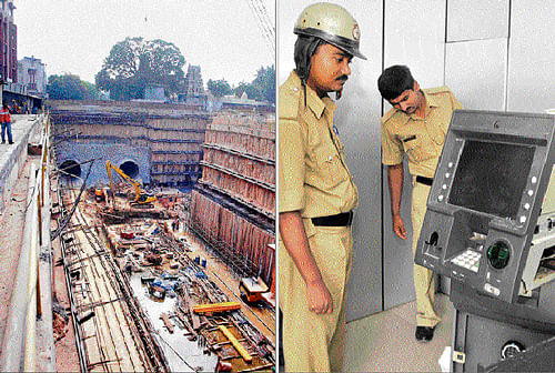 skipping deadlines?: The Namma Metro project did not progress on expected lines in 2013. The suspect who attacked a woman in an ATM kiosk is yet to be traced. dh file photos